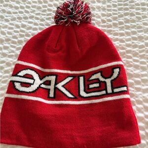Oakley Red Beanie With Pom
